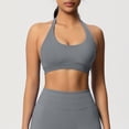 thumbnail image 6 of Felirenzacia Halter Sports Bra for Women Seamless Padded Push Up Sport Bra Athletic Running Workout Bra Yoga Bra,Dark Gray,XL, 6 of 9