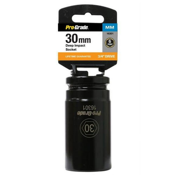 Pro-Grade 3/4in Drive 6 Pt. 27mm Deep Impact Socket, ED Black, Cr-V Steel, 16300