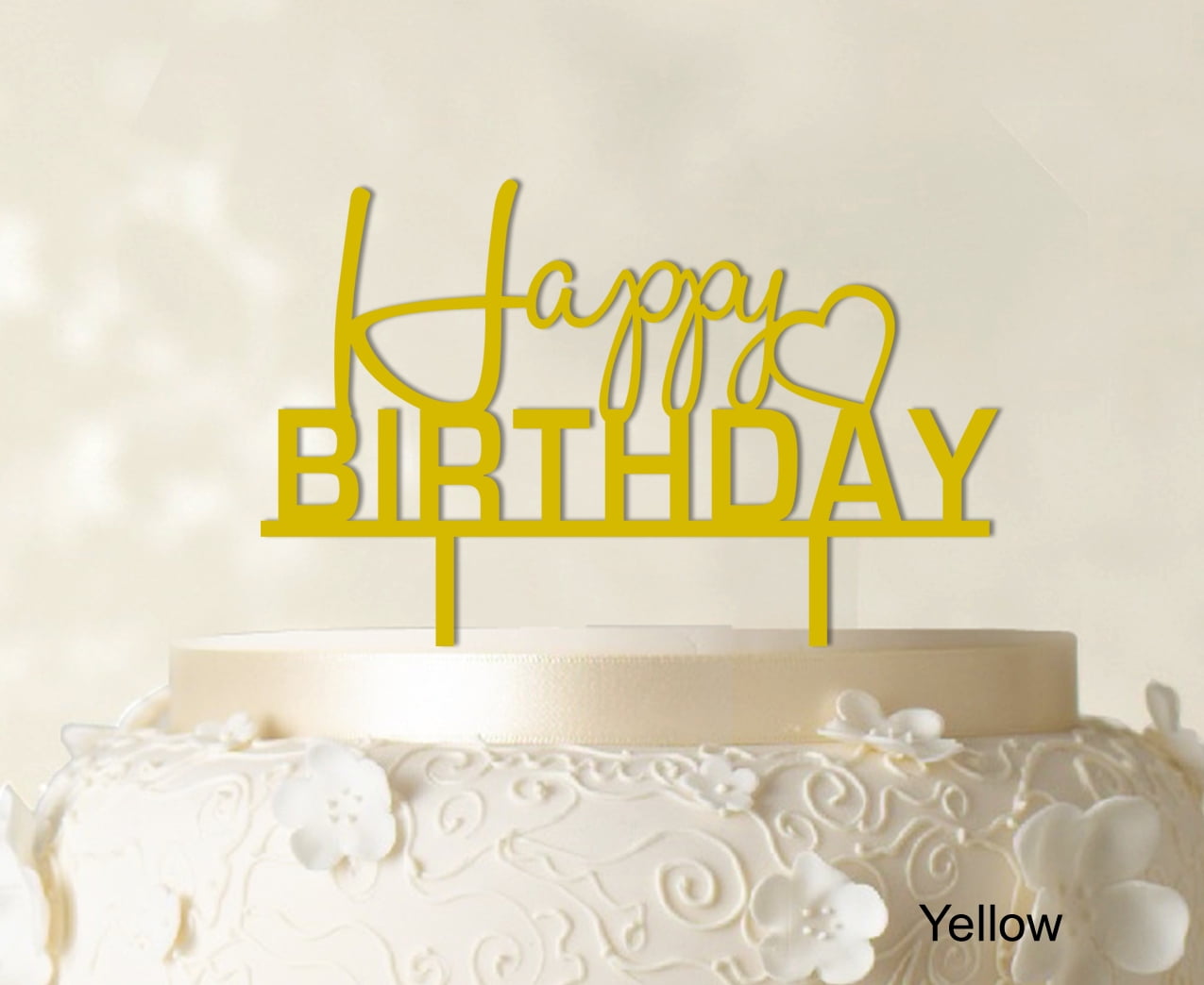 """Happy Birthday"" Cake Topper Personalized Yellow Cake Topper Cake