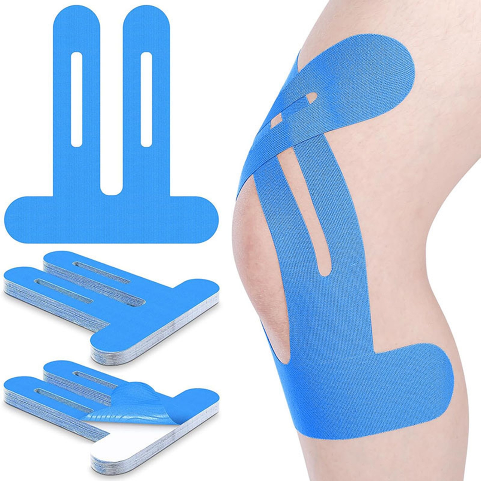 Hyasfey 5/10 Pcs Precut Kinesiology Tape for Knee Pain Relief Cotton Athletic Sports Tape Elastic Knee Support Tape for Knee Stability