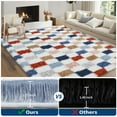 thumbnail image 4 of Hasoo Modern Plaid Fluffy Ultra-Soft High Pile Non Slip Area Rug for Living Room Washable 5' x 8' Non Shedding Neutral Indoor Decor Carpet, Red/Blue, 4 of 6