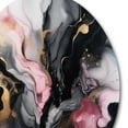 thumbnail image 3 of Designart "Marble Splash Black and Gold II" Abstract Marble Metal Round Art Living Room, 3 of 5