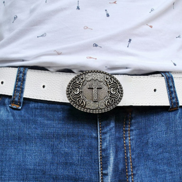 Aellinatey Relief Cross Pattern Belt Buckle Alloy DIY Belt Buckle