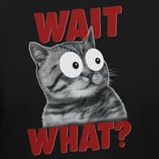 Teelocity Men's Funny Surprised Wait What Cat Black Relaxed Fit Short Sleeve Graphic T-Shirt