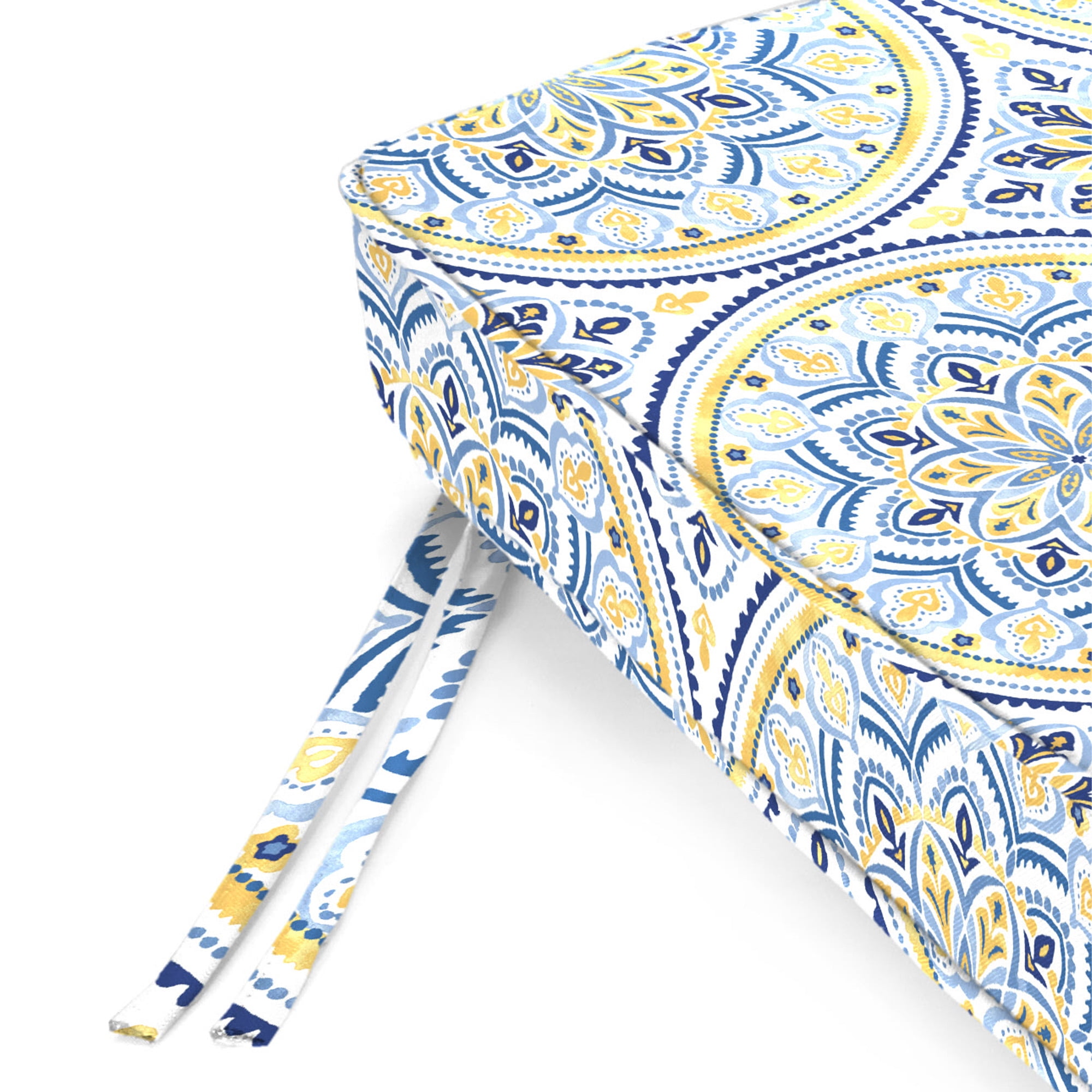 Jordan Manufacturing 47" x 17" Castille Multicolor Medallion Rectangular Outdoor Settee Swing Bench Cushion with Ties and Welt