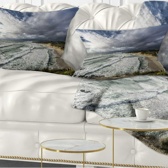 Designart Stunning South Africa Sea Coast - Seashore Throw Pillow - 12x20