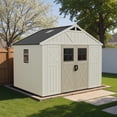 thumbnail image 5 of Patiowell Outdoor Storage Shed 10x8FT, Resin Plastic Tool Room with Waterproof Roof and Skylight, Beige, for Garden/Yard/Workshop Storage, 5 of 11