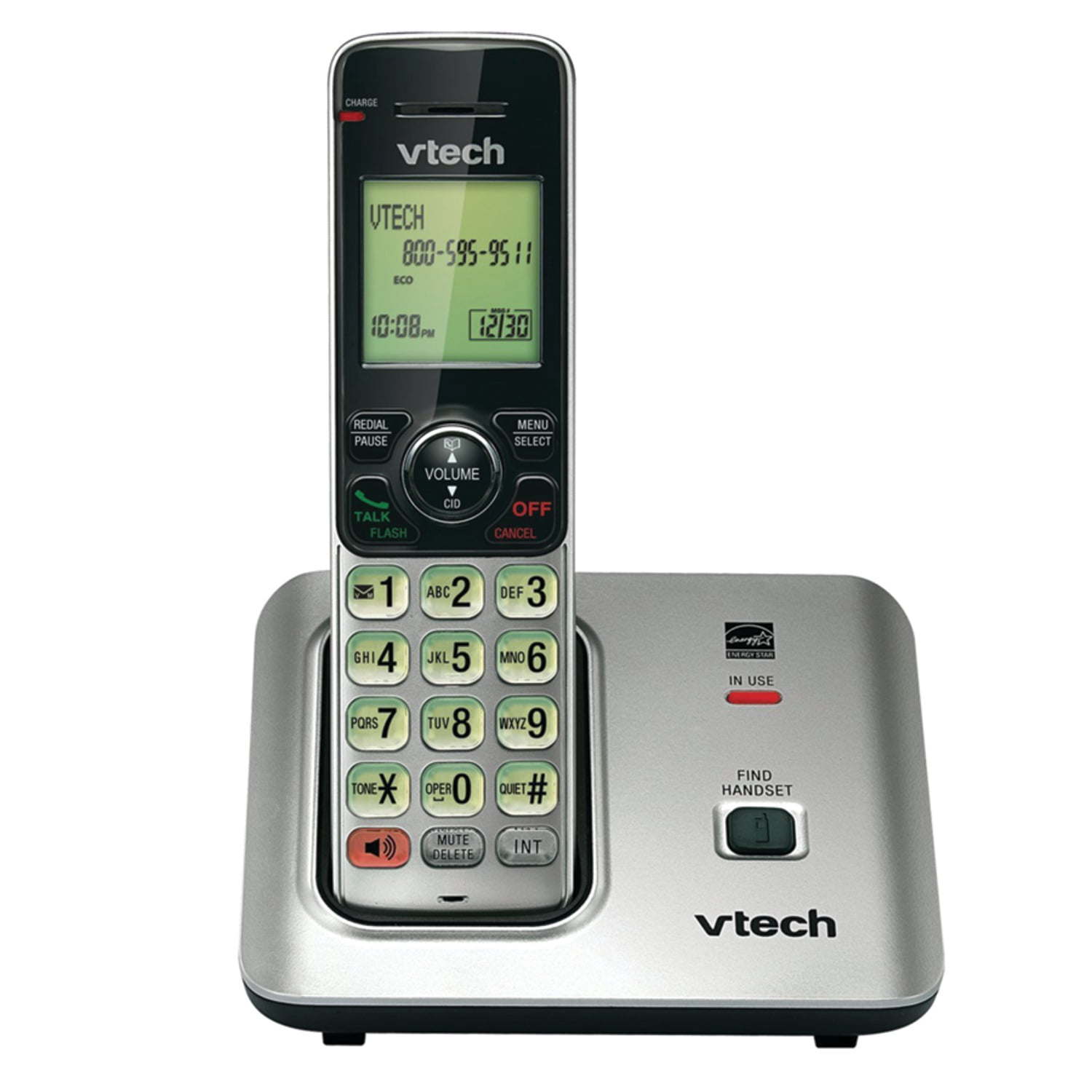 VTech DECT 6.0 2-Handset Expandable Cordless Phone System with Caller ID & Call Waiting, Gray & Silver, CS6619-2