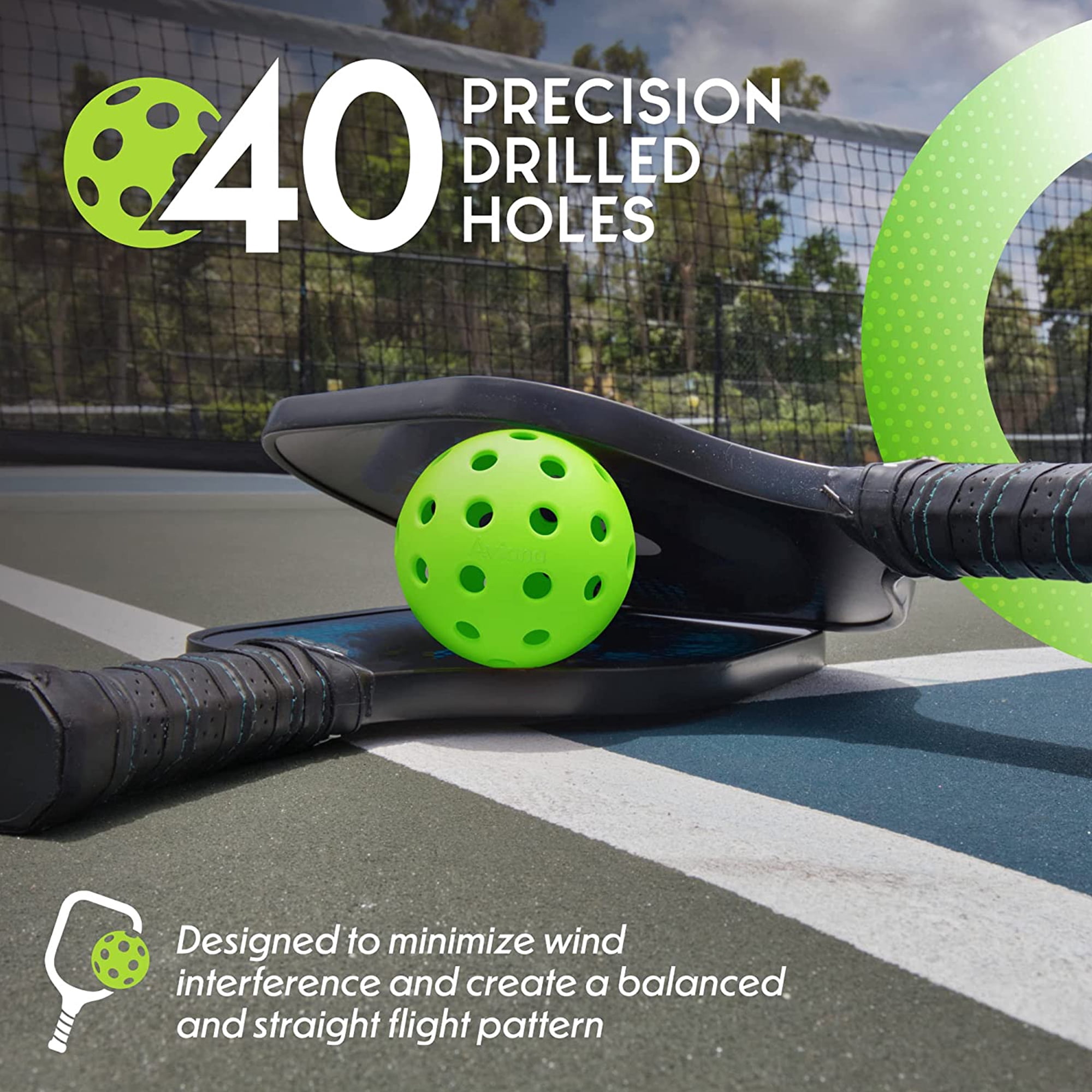 Pro Aviana Tournament Play Outdoor Pickleball Balls USAPA Approved, 48-Pc Set Green