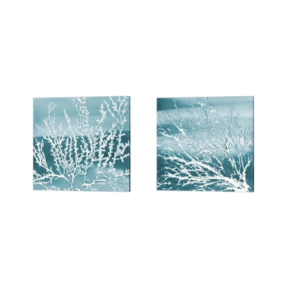 Great Art Now Deep Coral Square by Lanie Loreth 2 Piece Canvas Art Set Each 14"W x 14"H