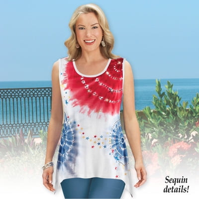 Women's Starburst Tie Dye Red White and 