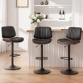 thumbnail image 3 of EOP Modern Upholstered Barstools Set of 3, Adjustable Height Counter Stools with Bentwood, Faux Leather Swivel Bar Stools with Metal Frame, Black, 3 of 7
