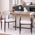 thumbnail image 5 of S-HOME Ergonomic Upholstered Dining Chair Set of 2 with Gold-Accented Armrests for Home or Office Use Metal Frame, Beige, 5 of 9