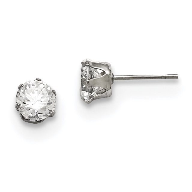 Boucles d'Oreilles Rondes en Acier Inoxydable Poli 6mm CZ SRE313