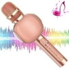 Microphone for Kids, Portable Handheld Wireless Bluetooth Karaoke Mic Machine for Home, Party, Birthday Gifts and Kids Girls Toys Age 5 6 7 8 9 Rose Gold