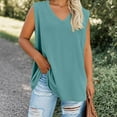 thumbnail image 2 of Hrsba Women Plus Size V Neck Sleeveless Solid Color Top for Casual Wear, 2 of 4