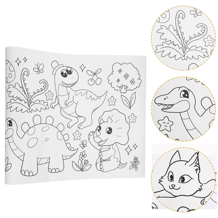 Children Coloring Roll Coloring Painting Paper Wall Sticker Large Coloring Poster Colorable Educational Toy 30cmX300cm , Dinosaur