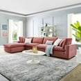 thumbnail image 1 of Modway Commix 5-Piece Down Filled Overstuffed Performance Velvet Sectional Sofa in Dusty Rose, 1 of 10