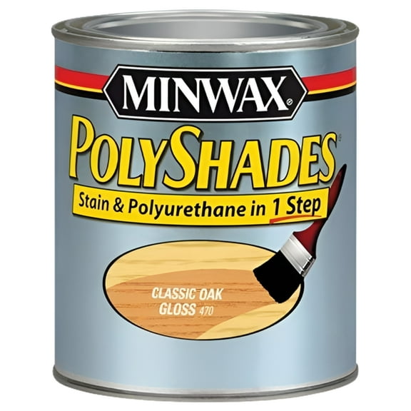 Minwax 214704444 PolyShades - Stain & Polyurethane in 1 Step, 1/2 pint, Classic Oak, Gloss