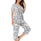 thumbnail image 2 of Sexy Pijama Conjunto para las Mujeres, Cuello Redondo Blusa de Manga Corta Y Pantalones, Traje de Moda Casual, 2 of 9