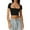 Black, variant on UJNDER Womens Square Neck Open Umbilical Top Short Sleeve Slim Fit Short T Shirt Crop Tops for Women Hot Pink S