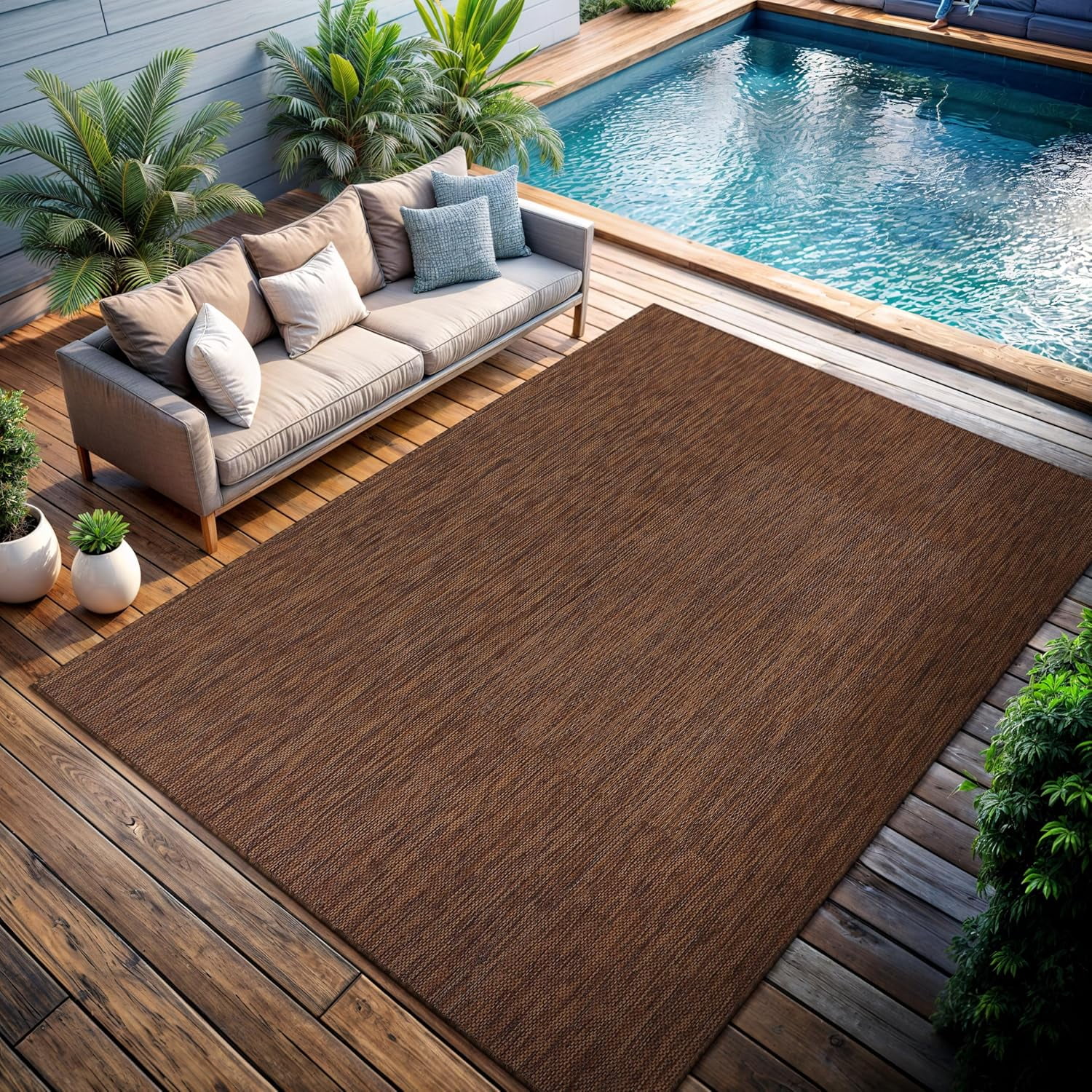 CAMILSON Solid Washable Waterproof Outdoor Indoor Area Rug Gold 9x12