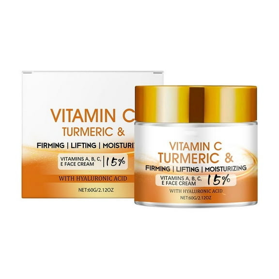 Vitamin C Face Cream, 60g Brightening & Anti Aging Face Moisturizer with Turmeric for Dark Spots, Wrinkles & Uneven Tone, Glowing Skin Care Hydrating with Niacinamide & Squalane for All Skin Types