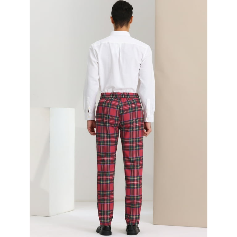 【美品】FTC work pants plaid M INSPIRE CHIC Women's Plaid Elastic Waist Casual Work Office