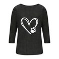 thumbnail image 5 of Womens 3/4 Sleeve Tops Hearts Floral Printed Graphic Base Tee Shirts Crew Neck Casual Spring Fall Summer Tshirts (XL, Black-Heart), 5 of 6