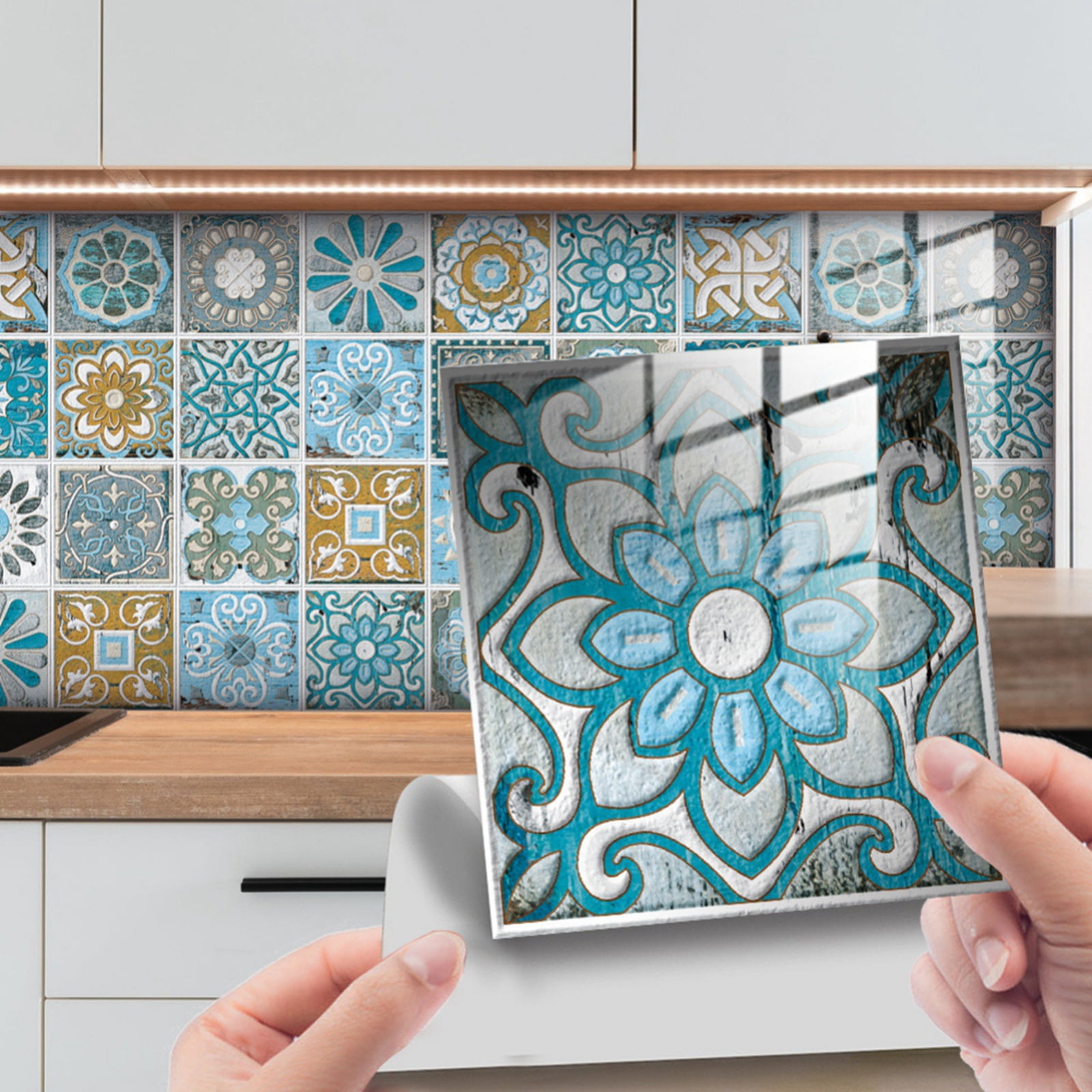 Clearance！24pcs Sheets Peel and Stick Backsplash,Multicolor Heat Resistant Premium Peel and Stick Tile Backsplash for Kitchen Bathroom Self Adhesive Wall Tiles Stick 6"*6"