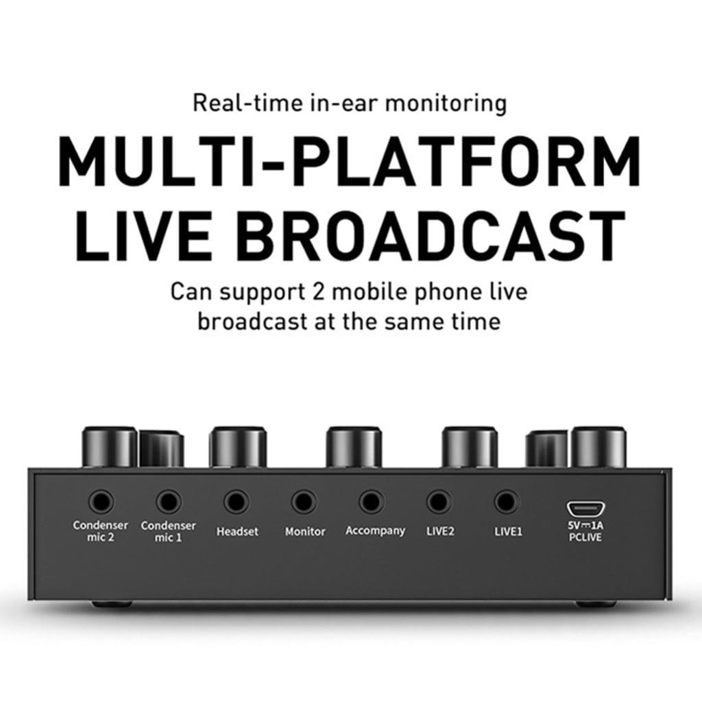 Apooke Live Streaming Sound Mixer Board Digital Sound Card with 15Sound Effect