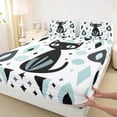 thumbnail image 3 of Homewish Cartoon Black Cats 4 Pieces Queen Sheet Sets for Kids Teens,Kawaii Animal Ultra Soft Flat Sheet,Abstract Geometric Queen Fitted Sheet,Super Cozy Room Decor, 3 of 7