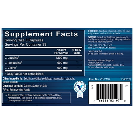 BodyTech BCAA 2:1:1 Ratio (100 Capsules)