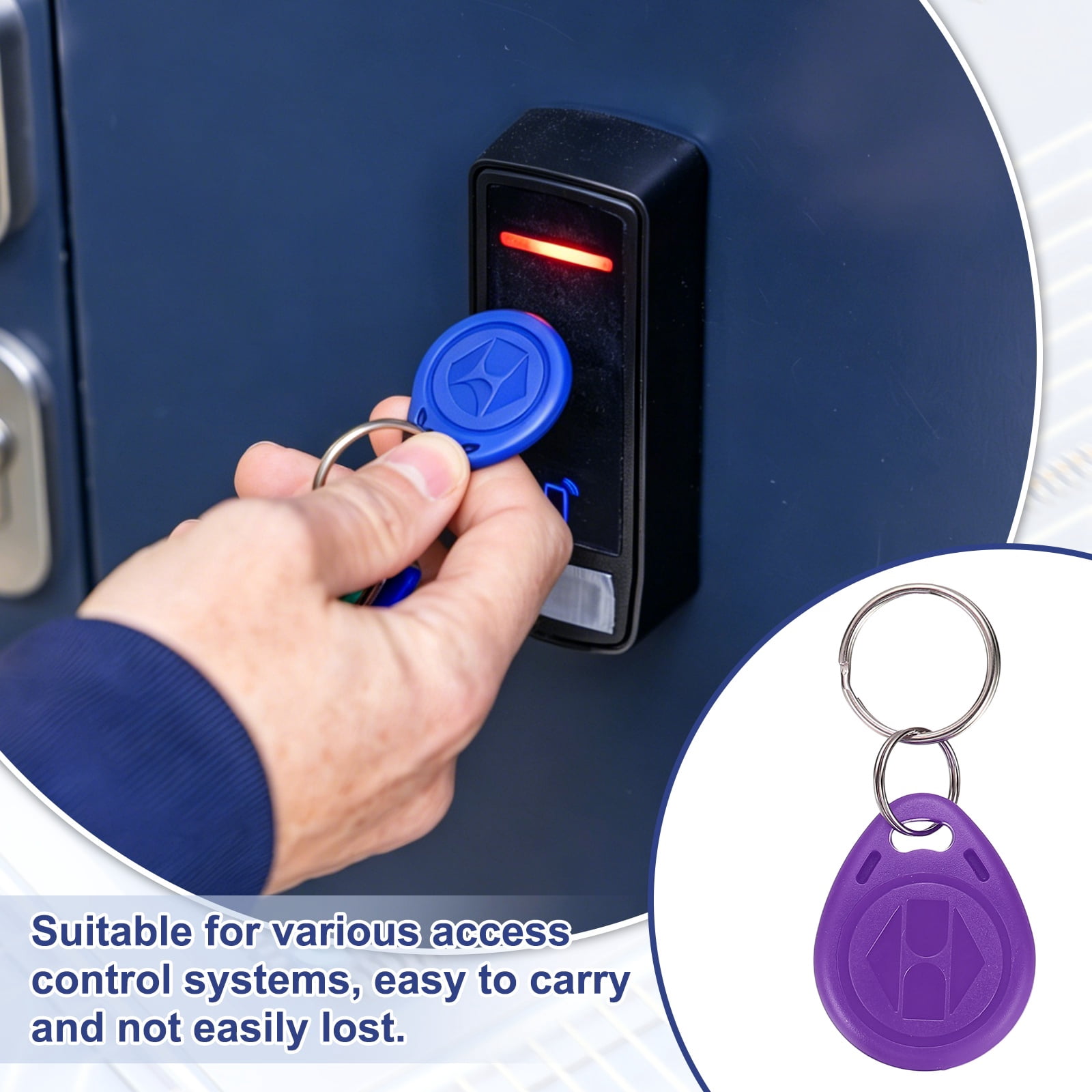 Uxcell 125kHz T5577 RFID Key Fob Tag, (Purple) (30pcs), Writable Rewritable Smart Key Fobs Tags Blank Clone IC Card Key Classic 1K, Suit for - Entry Access Control Systems