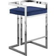 thumbnail image 3 of Home Square 2 Piece Velvet Counter Stool Set with Gray Metal Base in Navy, 3 of 4