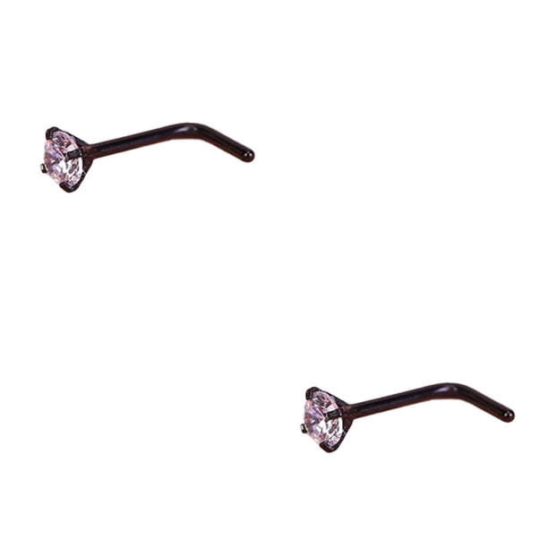 Tornillo de tuerca para nariz joyería corporal de Acero inoxidable Qarigey Negro 2Conjunto