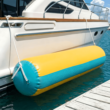 Inflatable Boat Fenders Boat Bumper, 4FT/6FT/10FT Dock Bumper with 2 Ropes & Storage Bag, Anti-Collision Boat Buffer for Fishing Boat, Pontoon, Yacht and Jet Ski