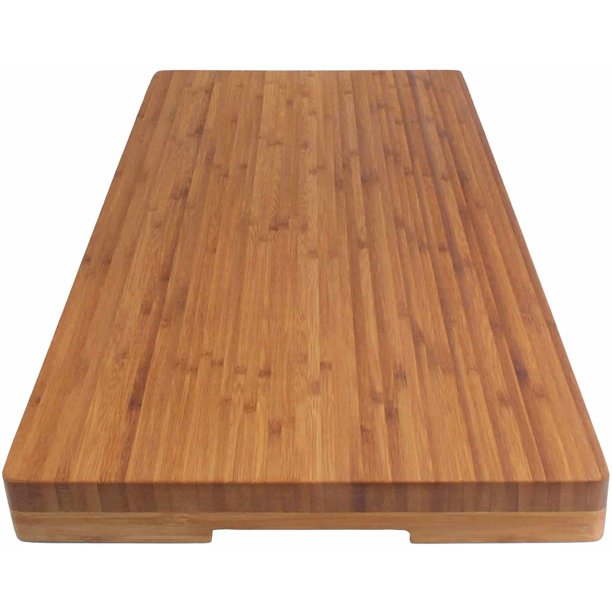 BambooMN Bamboo Range Burner Cover Cutting Board, New Vertical Cut