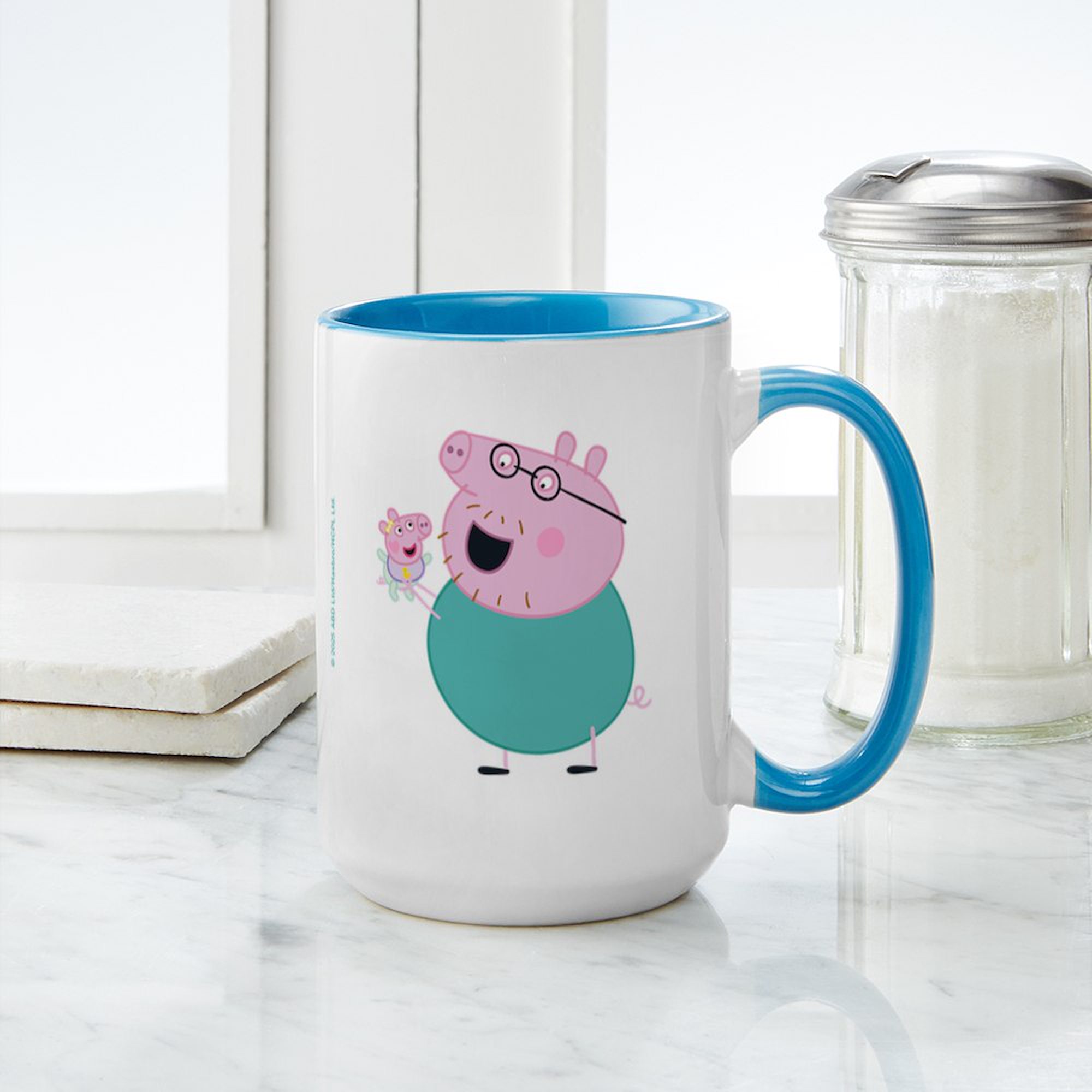 CafePress - Peppa Pig: Daddy Pig & Baby - 15 oz Ceramic Large White Novelty Mug