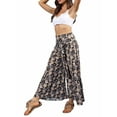 thumbnail image 2 of hirigin Women Boho High Waist Wide Leg Pants Summer Casual Palazzo Flowy Front Ties Beach Trousers Bohemian Clothes, S/ M/ L/ XL, 2 of 8