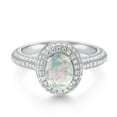 thumbnail image 2 of Gem Stone King 925 Sterling Silver Ring Oval/Cabochon Simulated Opal Moissanite (1.64 Cttw), 2 of 5