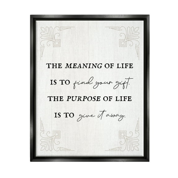 Stupell Industries Find Your Gift Phrase Inspirational Painting Black Floater Framed Canvas Art Print Wall Art, 17 x 21