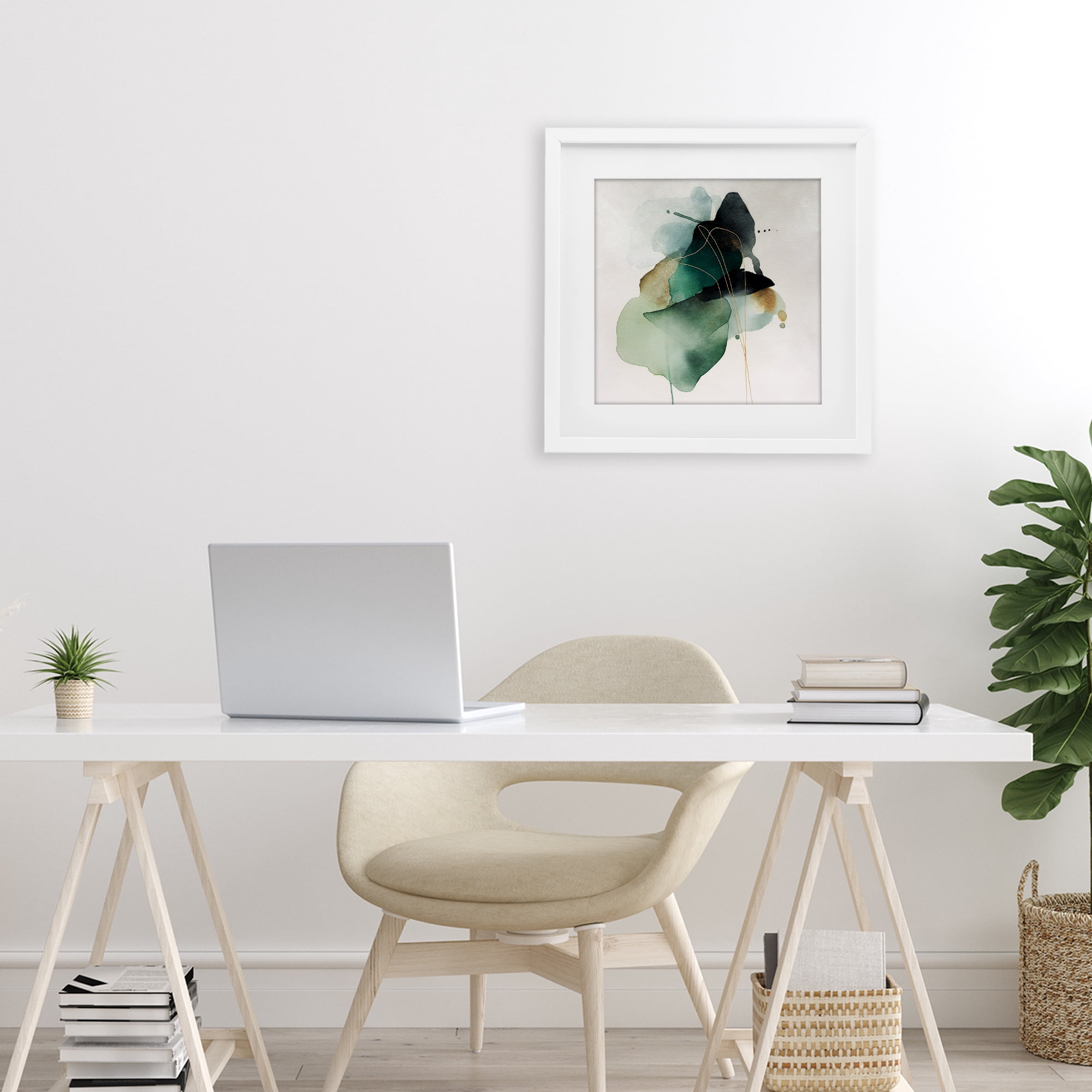 Stupell Industries Fluid Emerald Cascade White Framed Print Under Glass, design by Svetlana Aleynikova