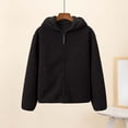 thumbnail image 2 of CHGBMOK Women Sherpa Fleece Hooded Jacket Full Zip Up Long Sleeve Cropped Outerwear Loose Fit Casual Warm Coat, 2 of 6