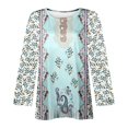 thumbnail image 3 of MHFRRA Camiseta de Manga Larga con Cuello Redondo y Estampado Floral para Mujer, Estilo Informal y Elegante. Azul Claro, 3 of 4