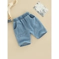 thumbnail image 3 of aturustex Toddler Baby Boys Girls Denim Shorts Elastic High Waist Patchwork Solid Color Pocket Short Jeans Summer Clothes, 3 of 8