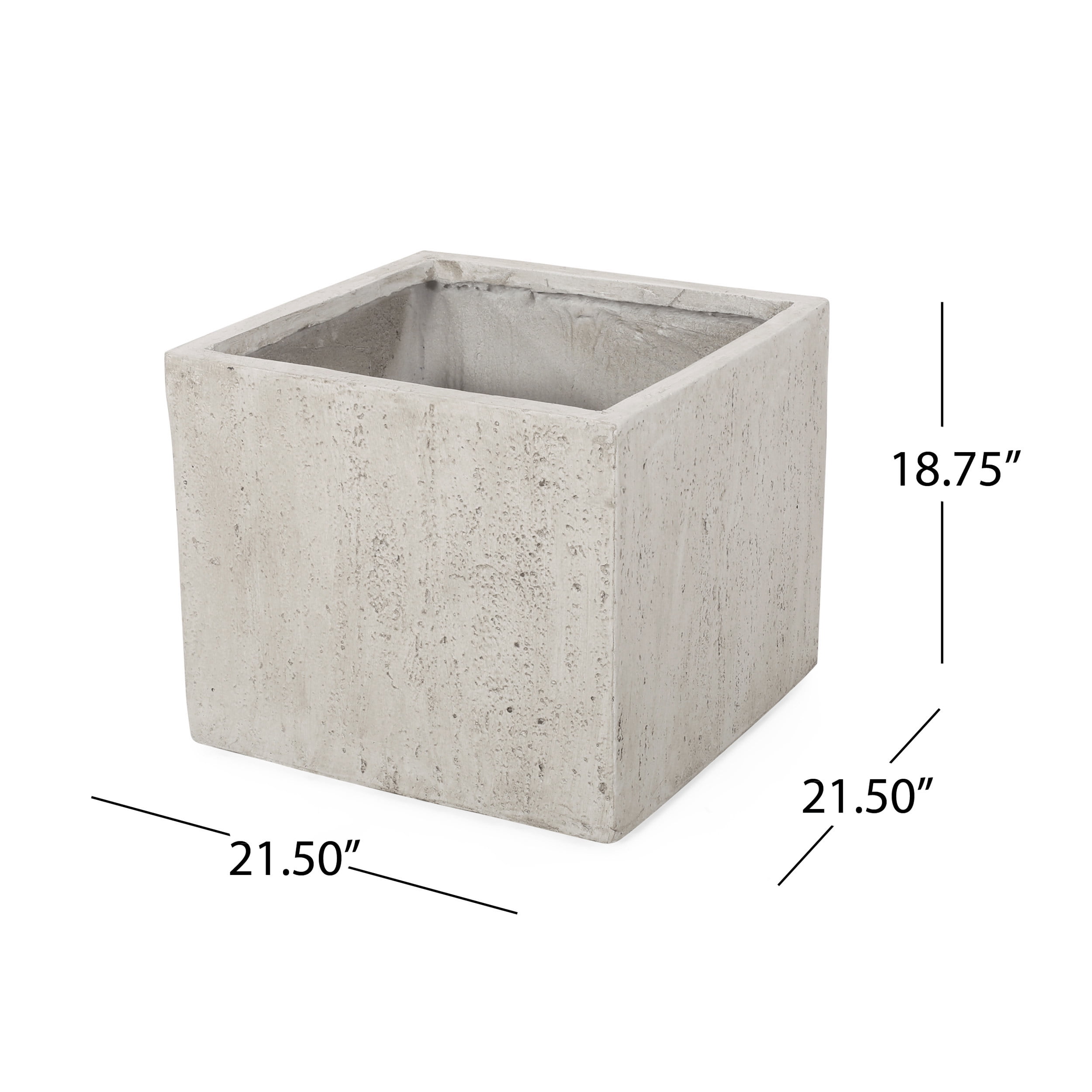 GDF Studio Fardeen Outdoor Modern Large Cast Stone Square Planter, White