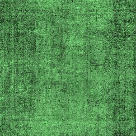Ahgly Company Indoor Square Oriental Emerald Green Industrial Area Rugs, 3' Square