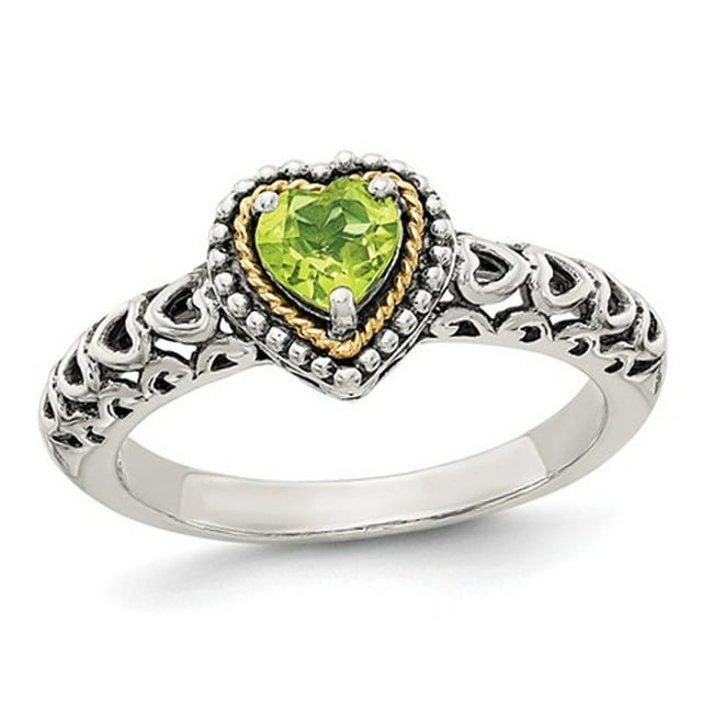 Natural Peridot 5mm Heart Ring in Sterling Silver