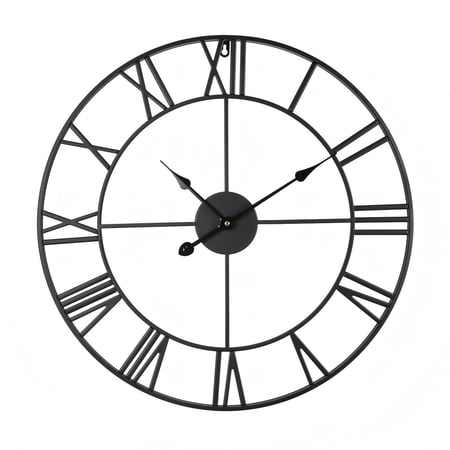 Wall Clock Alarm Clock 24 in Roman Numerals Battery Operated Silent Clocks for Living Room